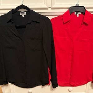 Express Women's Black and Red Tops